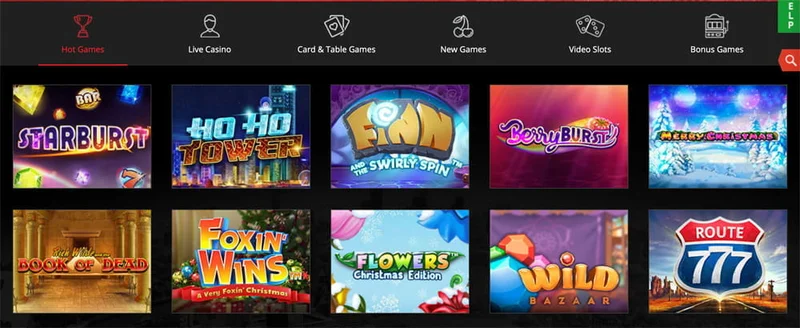 bCasino Game Selection
